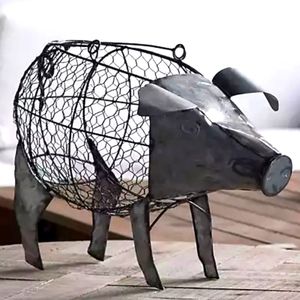 Chicken Wire & Metal Pig Basket, farmhouse decor, storage, organizer